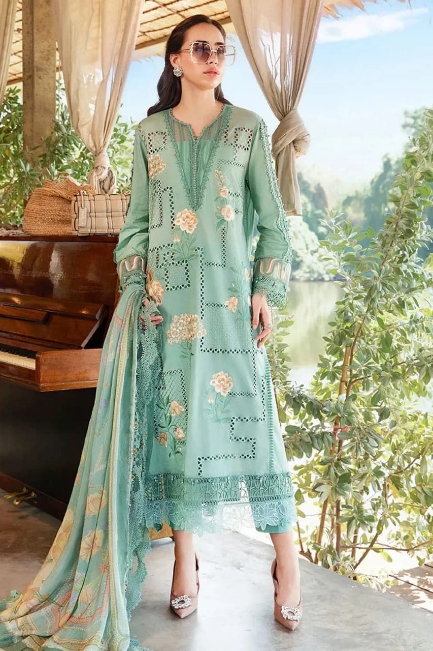 Sea Green Embroidered Lawn 3 Piece